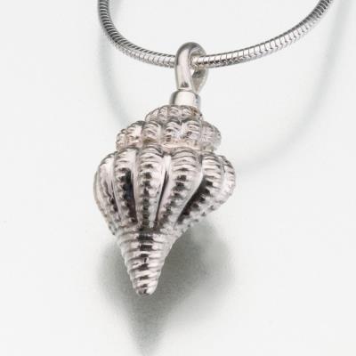 sterling silver conch shell cremation pendant necklace